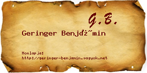 Geringer Benjámin névjegykártya